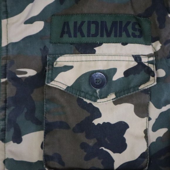Vintage Akademiks Military Vest Mens L Green Camo AKDMKS Graphic Cotton Blend - Picture 5 of 10